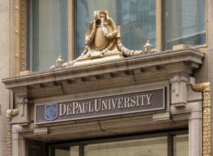 DePaul University Loop building sign