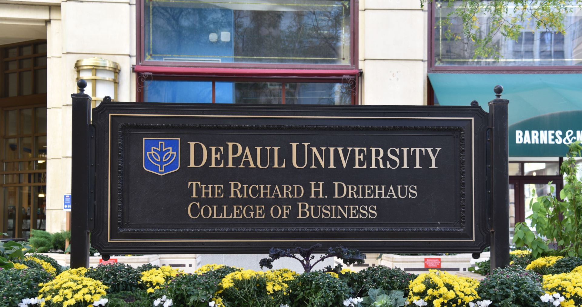 Driehaus College of Business sign