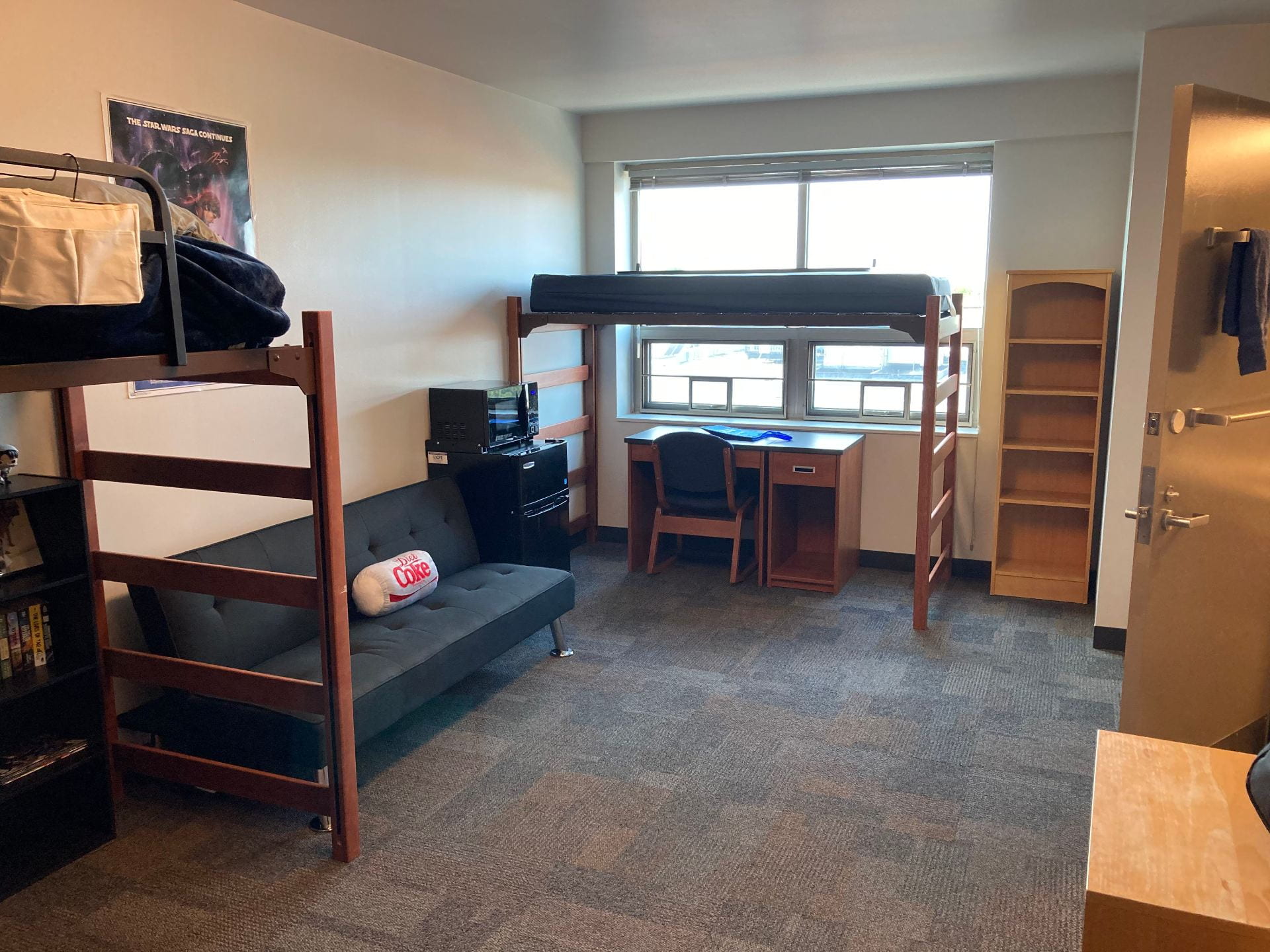 A picture of Jeff’s dorm room in the Honors Living Learning Community in Ozanam Hall
