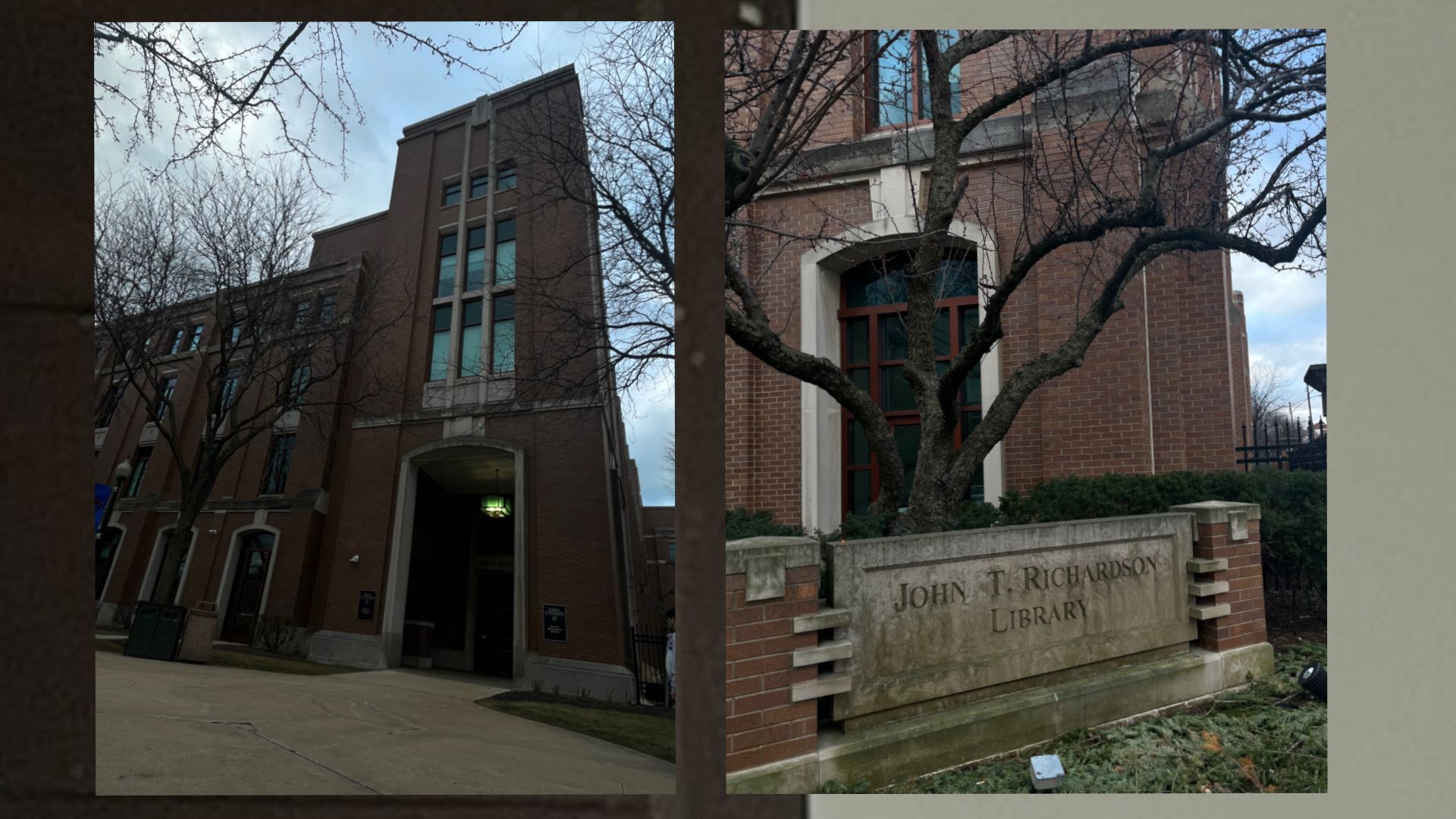 Two images of a building’s exterior (Library LPC)