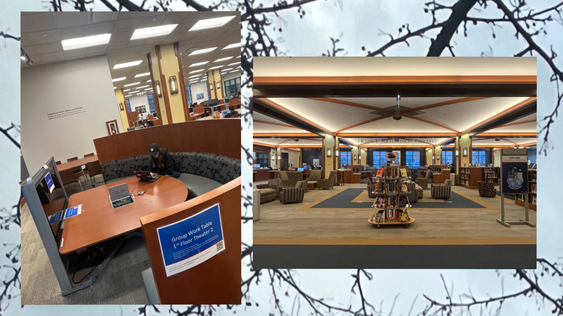 Two images of a building’s interior (Library LPC)