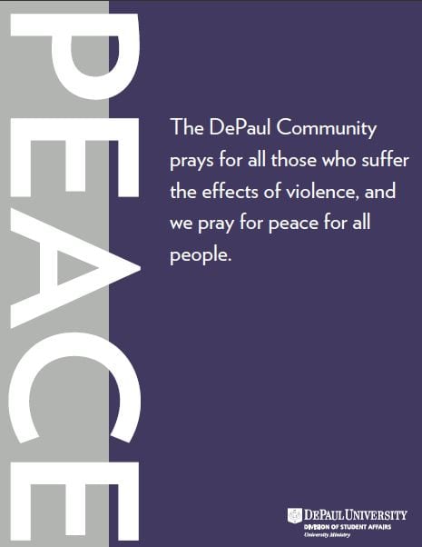 DePaul pray peace poster